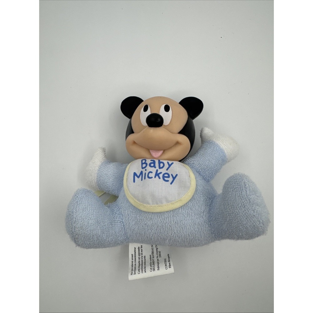 Disney Baby Mickey Mouse Plush Stuffed Terrycloth Toy 4.5" Doll Vintage 90s